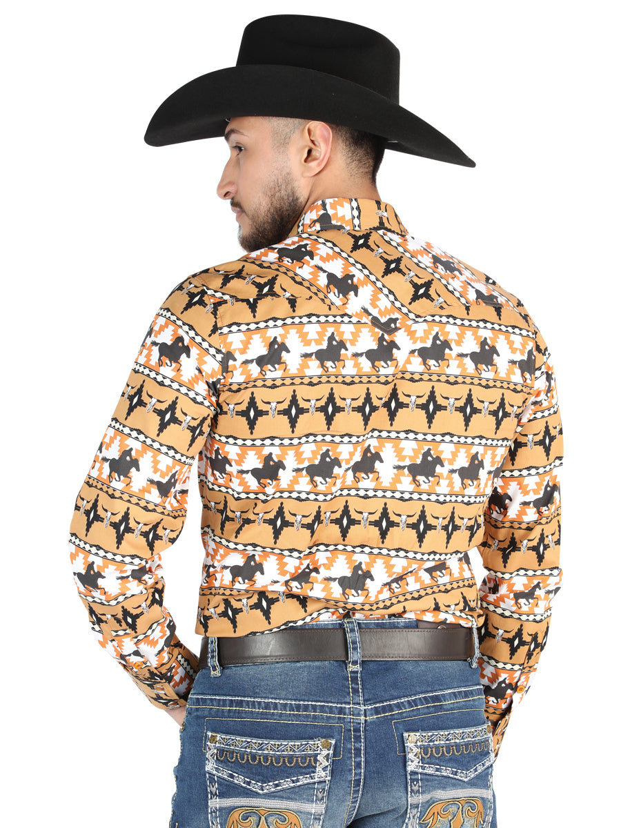 El General Mens Casual Long-Sleeve Shirt  - Taupe