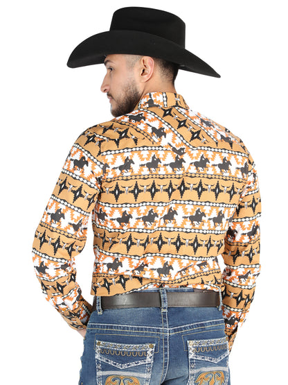 El General Mens Casual Long-Sleeve Shirt  - Taupe