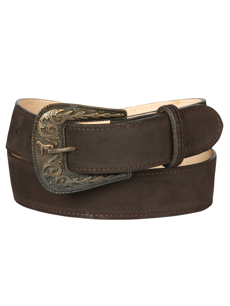 El General Womens Nobuck Leather Belt - Brown 44646