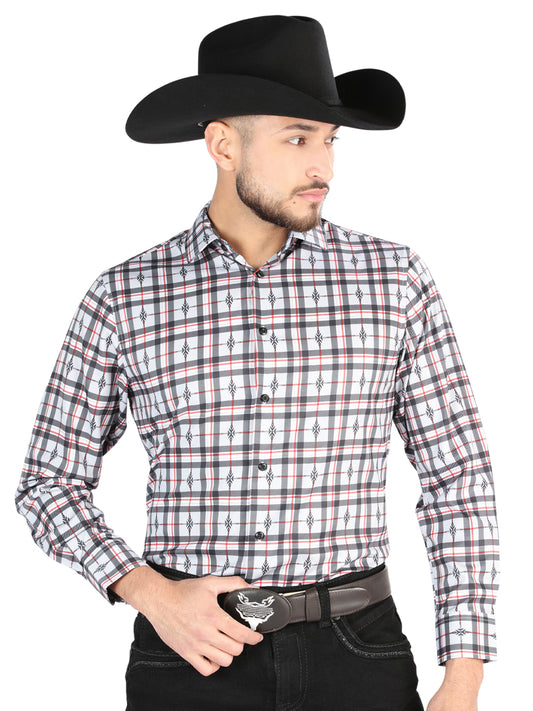 El General Mens Casual Long Sleeve Shirt (Black/White)