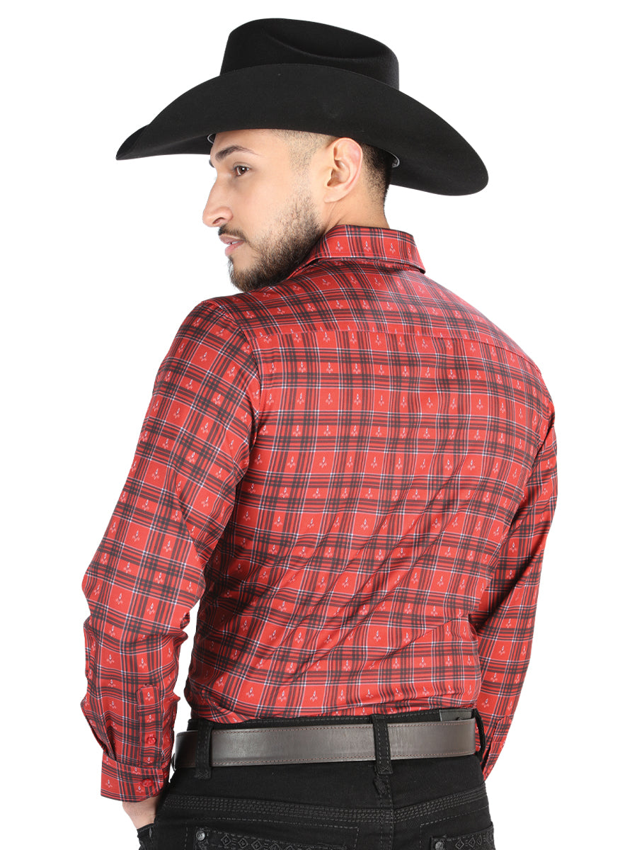 El General Mens Casual Long Sleeve Shirt (Red/Black)