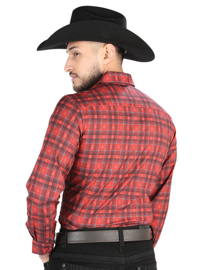 El General Mens Casual Long Sleeve Shirt (Red/Black)
