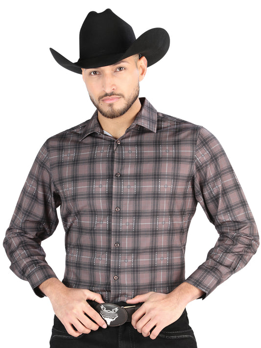 El General Mens Casual Long Sleeve Shirt (Mocha/Olive)