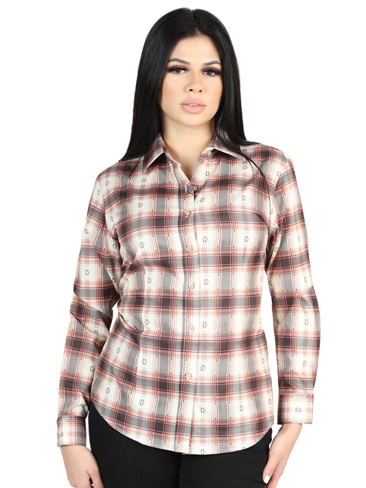 El General Womens Casual Long-Sleeve Shirt (Orange Beige)