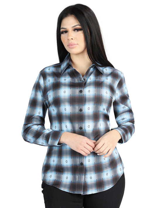 El General Womens Casual Long-Sleeve Shirt (Black/Beige)