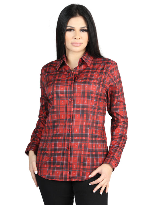 El General  Womens Casual Long-Sleeve Shirt (Red)