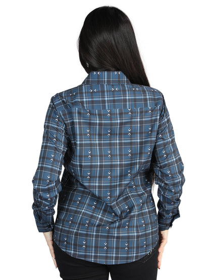 El General  Womens Casual Long-Sleeve Shirt  (Blue/Black)