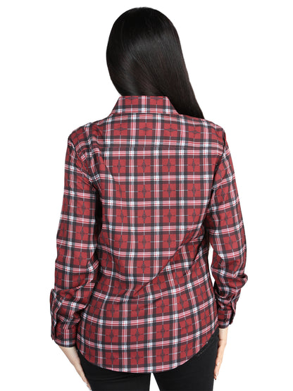 El General Womens Casual Long-Sleeve Shirt  (Red/Black)