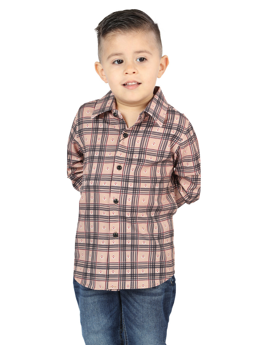 El General Kids Casual Long-Sleeve Shirt - Beige/Black