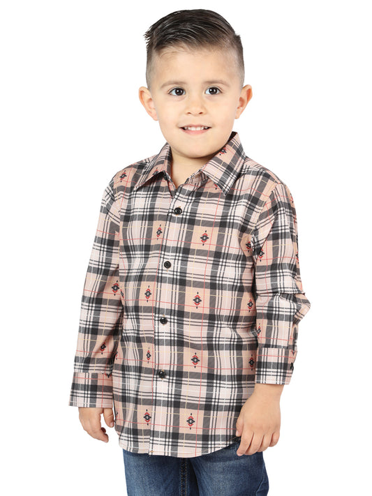 El General Kids Casual Long-Sleeve Shirt - Beige/Black