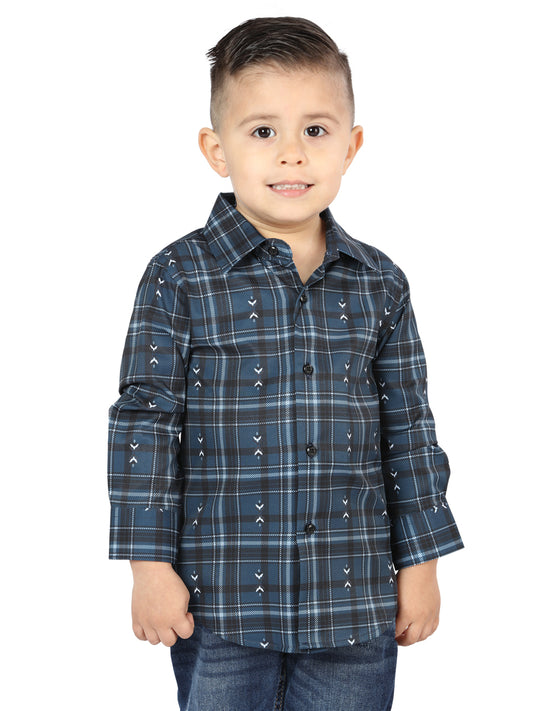 El General Kids Casual Long-Sleeve Shirt -Navy/White
