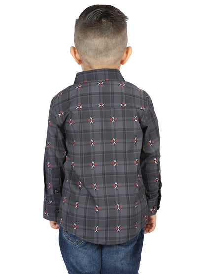 El General Kids Casual Long-Sleeve Shirt - Gray/Brown