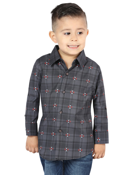 El General Kids Casual Long-Sleeve Shirt - Gray/Brown
