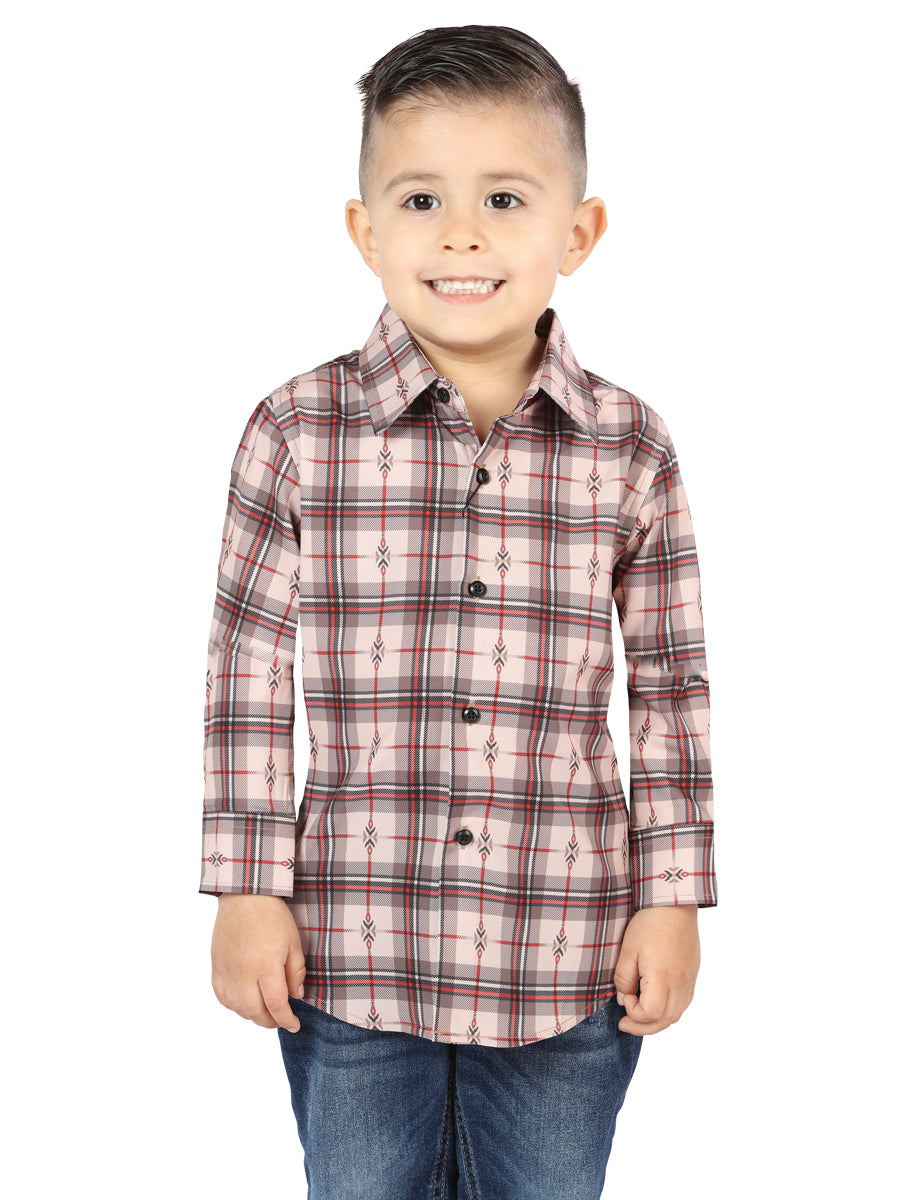 El General Kids Casual Long-Sleeve Shirt - Beige/Red