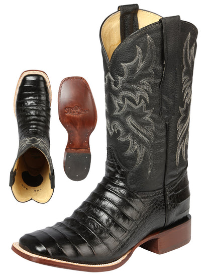 El General Mens Printed Alligator Rodeo leather boots - Black