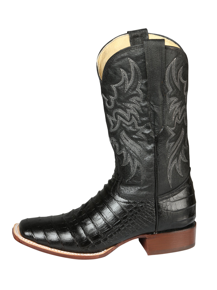 El General Mens Printed Alligator Rodeo leather boots - Black