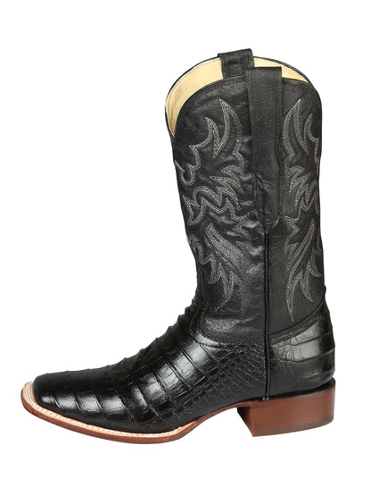 El General Mens Printed Alligator Rodeo leather boots - Black