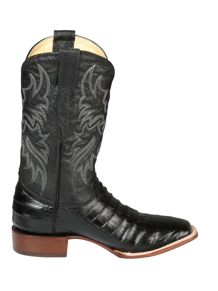El General Mens Printed Alligator Rodeo leather boots - Black