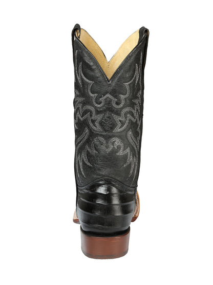 El General Mens Printed Alligator Rodeo leather boots - Black