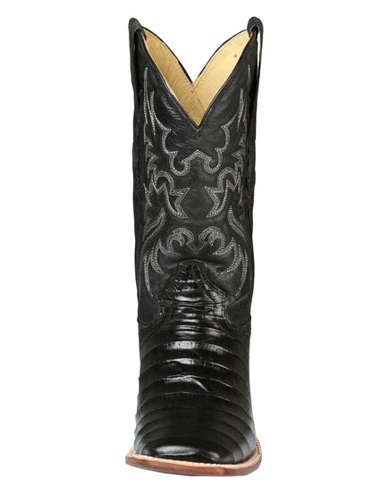 El General Mens Printed Alligator Rodeo leather boots - Black