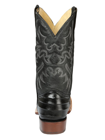 El General Mens Printed Alligator Rodeo leather boots - Black