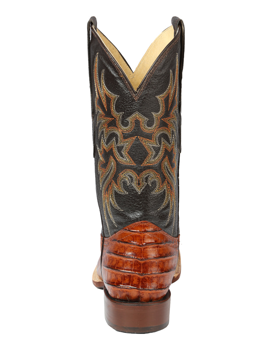 El General Mens Printed Alligator Leather Rodeo boots - Cogñac