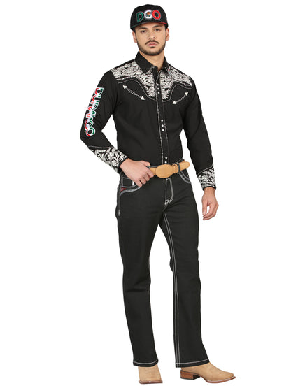 Centenario Mens Bootcut Denim Jeans - Black