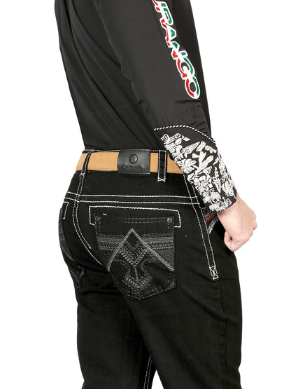 Centenario Mens Bootcut Denim Jeans - Black