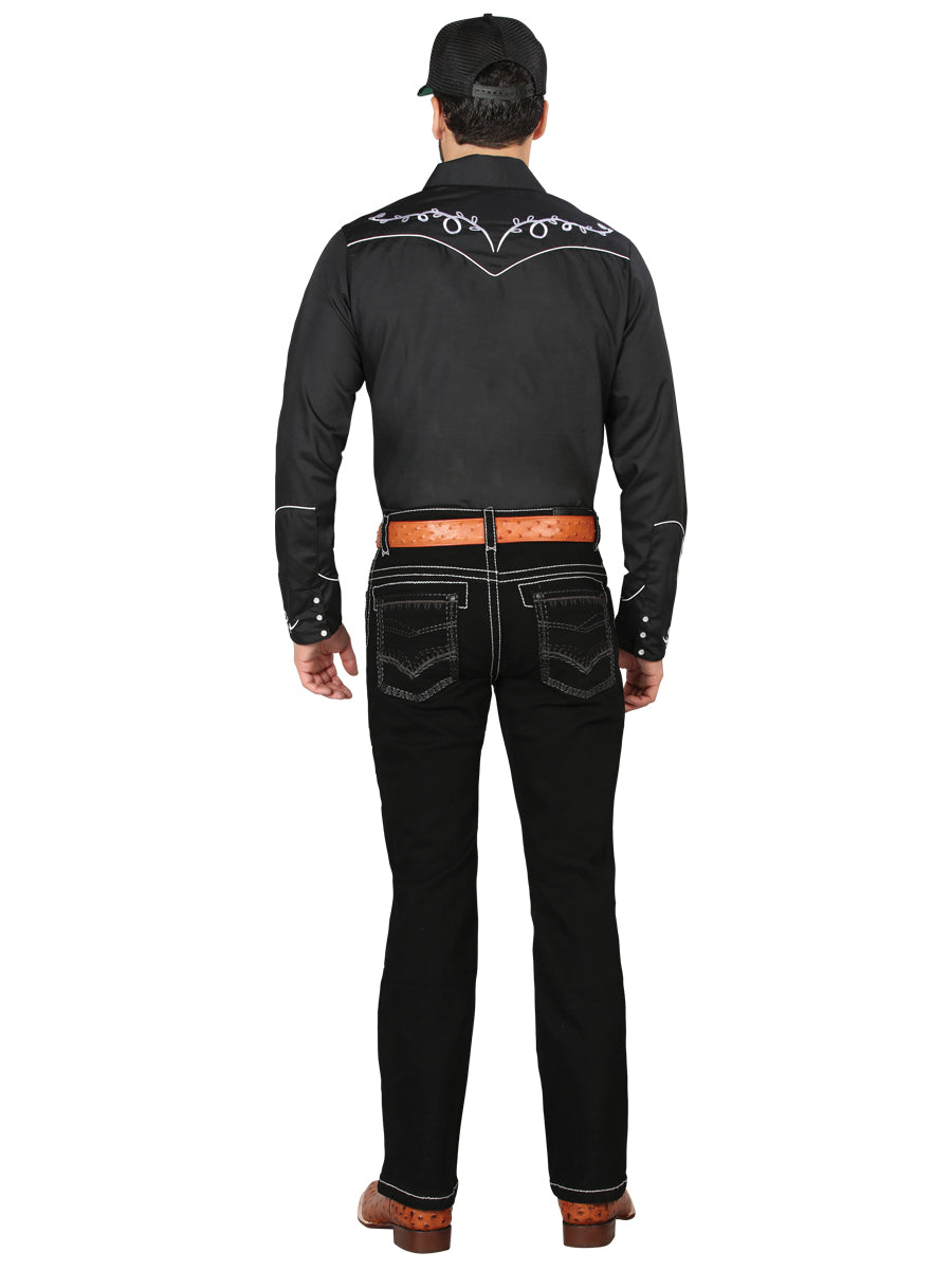 Centenario Mens Bootcut Denim Jeans - Black