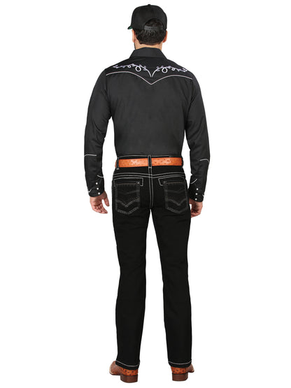 Centenario Mens Bootcut Denim Jeans - Black