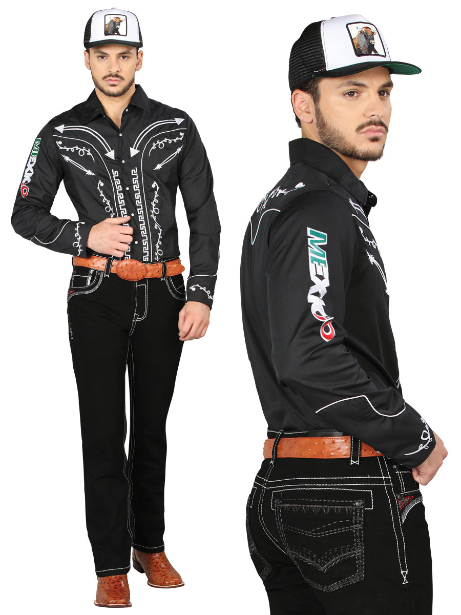 Centenario Mens Bootcut Denim Jeans - Black
