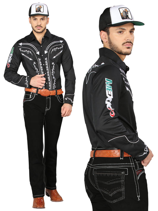 Centenario Mens Bootcut Denim Jeans - Black