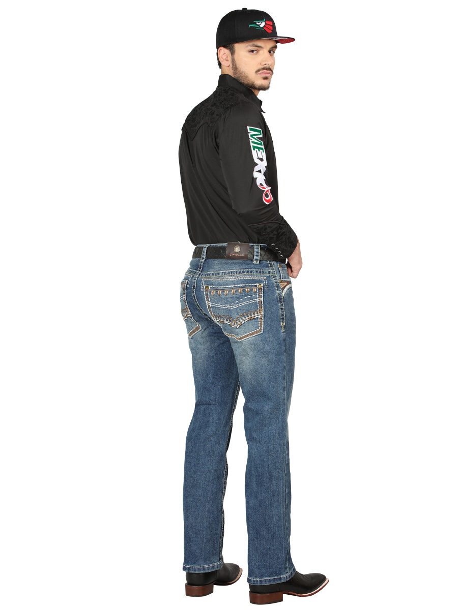 Centenario Mens Bootcut Denim Jeans - Dark Blue