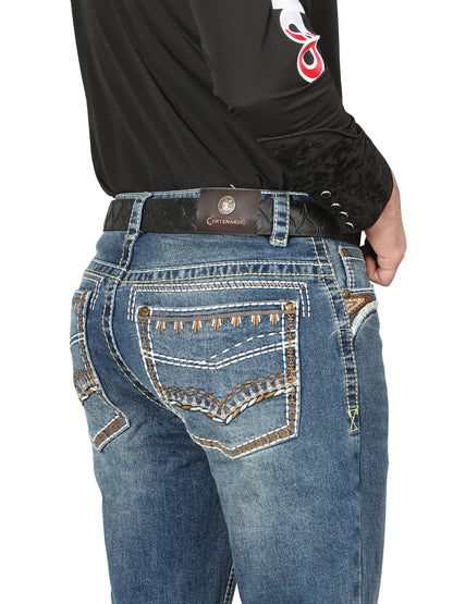 Centenario Mens Bootcut Denim Jeans - Dark Blue