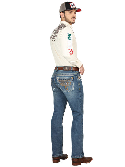 Centenario Mens Bootcut Denim Jeans - Dark Blue