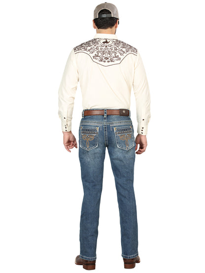 Centenario Mens Bootcut Denim Jeans - Dark Blue