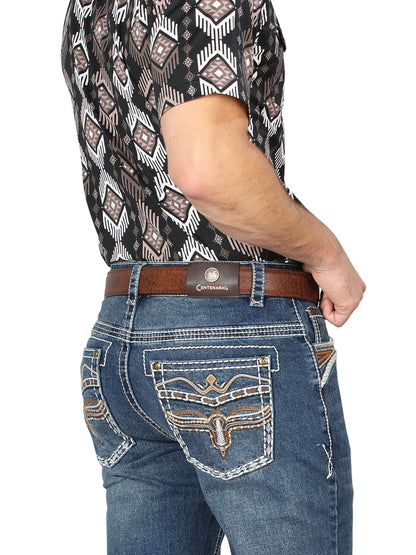 Centenario Mens Bootcut Denim Jeans - Dark Blue