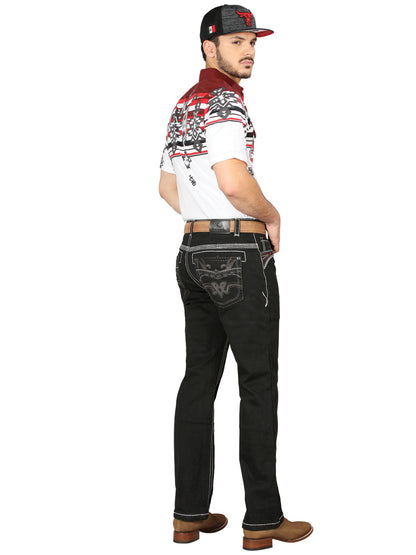 Centenario Mens Bootcut Denim Jeans - Black