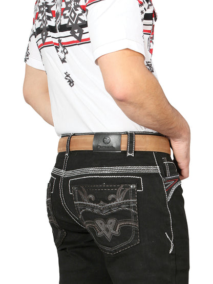 Centenario Mens Bootcut Denim Jeans - Black