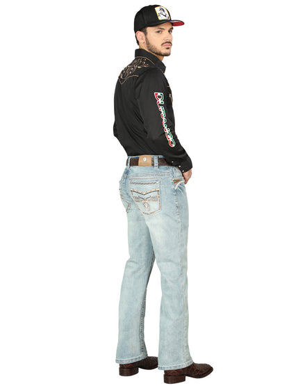 Centenario Mens Bootcut Denim Jeans (Light Blue)