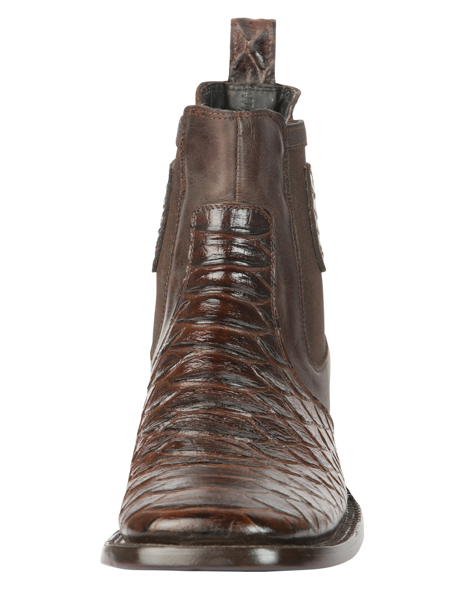 El General Mens Printed Python Ankle Boots - Brown