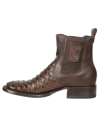 El General Mens Printed Python Ankle Boots - Brown