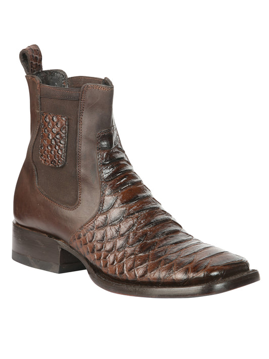 El General Mens Printed Python Ankle Boots - Brown