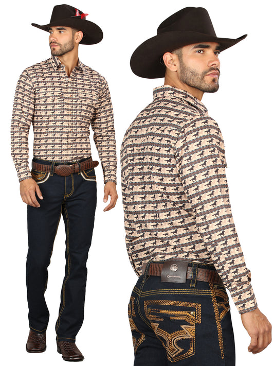 Centenario Mens Bootcut Denim Jeans with Gold Embroidered Details - Rinse Blue