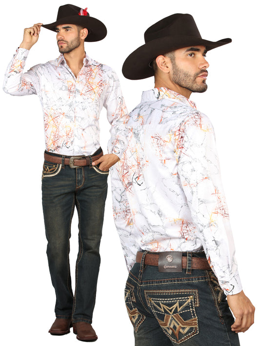 Centenario Mens Bootcut Denim Jeans with Embroidered Details - Tinted Brown