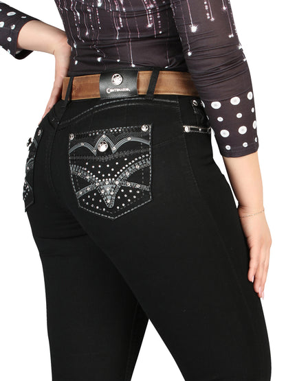 Centenario Womens Hip-Up Bootcut Denim Jeans - Black 45319
