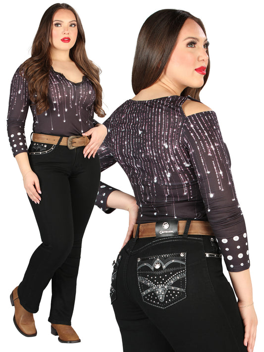 Centenario Womens Hip-Up Bootcut Denim Jeans - Black 45319