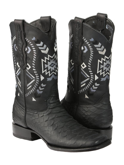 El General Mens Python Print Rodeo Boots - Black