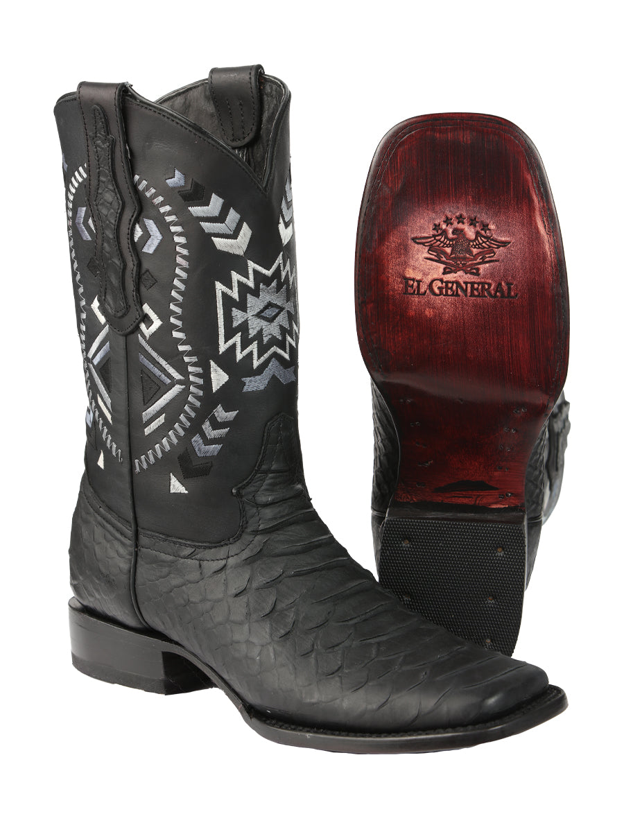 El General Mens Python Print Rodeo Boots - Black