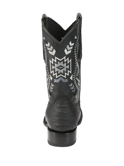 El General Mens Python Print Rodeo Boots - Black